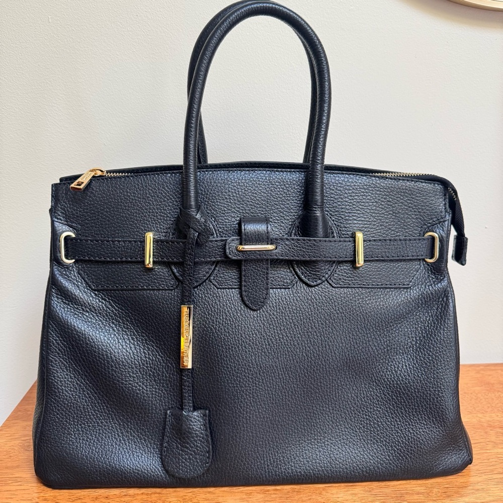 Tuscany Leather Tote Bag with Gold Accents